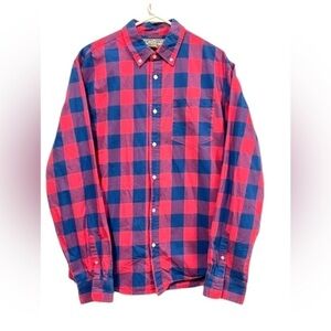 Buffalo Plaid Button Up Shirt Slim Fit Blue & Pink by Chor Clothing Size XL